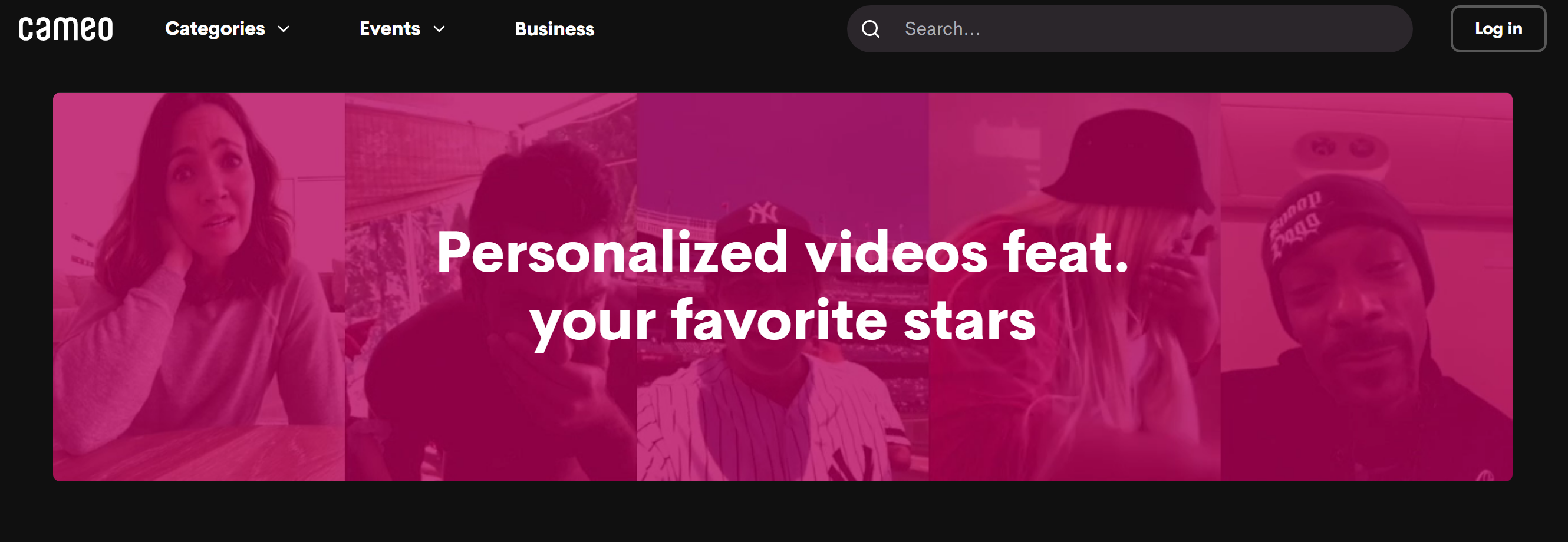 Home page of Cameo website