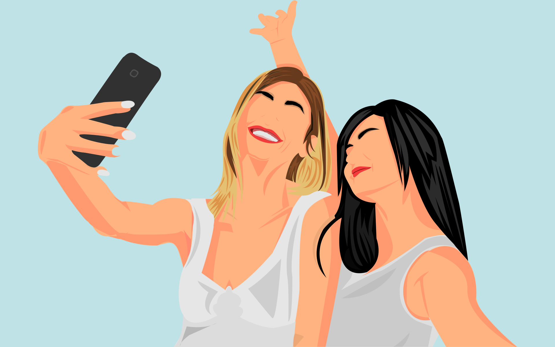 girls taking a selfie
